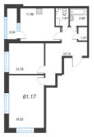 2 ккв № 206 Корп.: 5 , Секция 2  в ЖК БелАрт