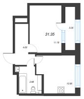 1 ккв № 168 Корп.: 5 , Секция 1  в ЖК БелАрт