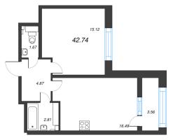2 ккв (Евро) № 115 Корп.: 5 , Секция 1  в ЖК БелАрт