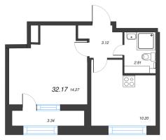 1 ккв № 345 Корп.: 5 , Секция 2  в ЖК БелАрт