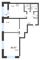 2 ккв № 327 Корп.: 2 , Секция 2  в ЖК БелАрт