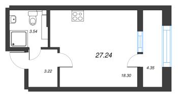 Студия № 116 Корп.: 5 , Секция 1  в ЖК БелАрт