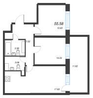 3 ккв (Евро) № 318 Корп.: 5 , Секция 2  в ЖК БелАрт