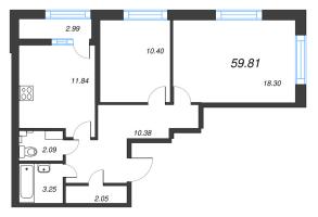 2 ккв № 25 Корп.: 5 , Секция 1  в ЖК БелАрт