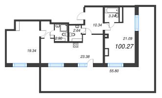 3 ккв (Евро) № 319 Корп.: 5 , Секция 2  в ЖК БелАрт