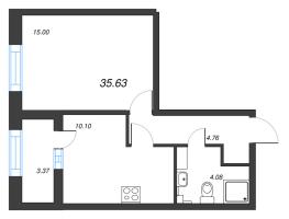 1 ккв № 43 Корп.: 5 , Секция 1  в ЖК БелАрт