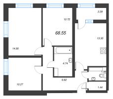 3 ккв № 315 Корп.: 5 , Секция 2  в ЖК БелАрт
