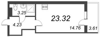 Студия № 202 Дом: 1 Корп.: Air , Секция 3  в ЖК Bereg. Курортный