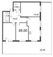 3 ккв № 527 Дом: 3 Корп.: Wood , Секция 2  в ЖК Bereg. Курортный