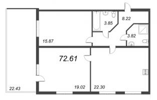 3 ккв (Евро) № 377 Дом: 2 Корп.: Aqua , Секция 1  в ЖК Bereg. Курортный