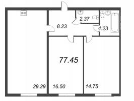 3 ккв (Евро) № 426 Дом: 2 Корп.: Aqua , Секция 2  в ЖК Bereg. Курортный