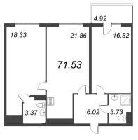 3 ккв (Евро) № 461 Дом: 2 Корп.: Aqua , Секция 2  в ЖК Bereg. Курортный