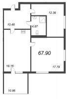 3 ккв (Евро) № 311 Дом: 1 Корп.: Air , Секция 5  в ЖК Bereg. Курортный