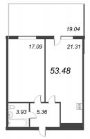 2 ккв (Евро) № 420 Дом: 2 Корп.: Aqua , Секция 2  в ЖК Bereg. Курортный