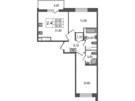3 ккв (Евро) № 578 Корп.: 1.4 , Секция 3.2  в ЖК Бионика заповедная