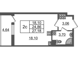 Студия № 170 Корп.: 2.1 , Секция 2  в ЖК Бионика заповедная