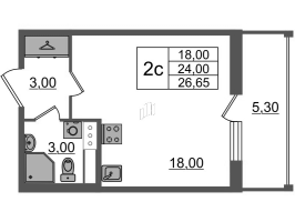 Студия № 260 Корп.: 1.2 , Секция 4  в ЖК Бионика заповедная