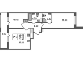 3 ккв (Евро) № 955 Корп.: 1.4 , Секция 3.6  в ЖК Бионика заповедная