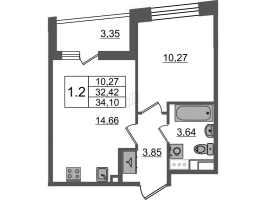 1 ккв № 188 Корп.: 2.4 , Секция 2  в ЖК Бионика заповедная