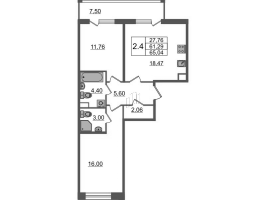 3 ккв (Евро) № 135 Корп.: 2.3 , Секция 2  в ЖК Бионика заповедная
