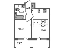 2 ккв (Евро) № 133 Корп.: 2.3 , Секция 2  в ЖК Бионика заповедная