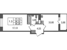 1 ккв № 121 Корп.: 2.1 , Секция 1  в ЖК Бионика заповедная