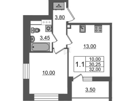 1 ккв № 46 Корп.: 1.4 , Секция 1.1  в ЖК Бионика заповедная