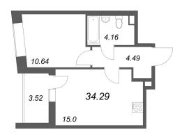 2 ккв (Евро) № 1 Корп.: 2.5 , Секция 1  в ЖК Бионика заповедная