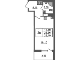 Студия № 98 Корп.: 2.1 , Секция 1  в ЖК Бионика заповедная