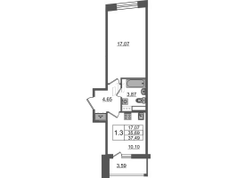1 ккв № 17 Корп.: 2.2 , Секция 1  в ЖК Бионика заповедная