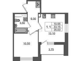 1 ккв № 446 Корп.: 1.4 , Секция 2.1  в ЖК Бионика заповедная