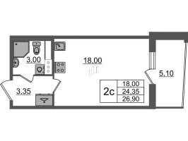 Студия № 124 Корп.: 1.2 , Секция 2  в ЖК Бионика заповедная