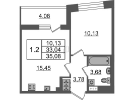 2 ккв (Евро) № 357 Корп.: 2.1 , Секция 3  в ЖК Бионика заповедная