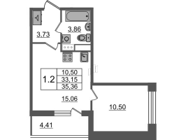1 ккв № 230 Корп.: 2.3 , Секция 2  в ЖК Бионика заповедная