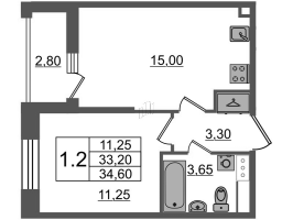 2 ккв (Евро) № 561 Корп.: 1.4 , Секция 3.1  в ЖК Бионика заповедная