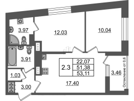 3 ккв (Евро) № 319 Корп.: 2.1 , Секция 3  в ЖК Бионика заповедная
