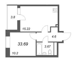 2 ккв (Евро) № 497 Корп.: 2.1 , Секция 4  в ЖК Бионика заповедная