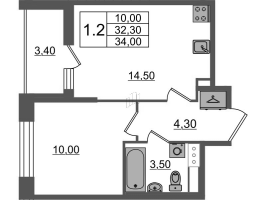 1 ккв № 321 Корп.: 1.2 , Секция 4  в ЖК Бионика заповедная