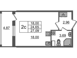 Студия № 4 Корп.: 2.4 , Секция 1  в ЖК Бионика заповедная