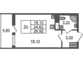 Студия № 210 Корп.: 2.1 , Секция 2  в ЖК Бионика заповедная