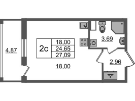 Студия № 5 Корп.: 2.4 , Секция 1  в ЖК Бионика заповедная