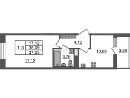 1 ккв № 172 Корп.: 2.1 , Секция 2  в ЖК Бионика заповедная
