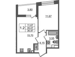 2 ккв (Евро) № 179 Корп.: 2.4 , Секция 2  в ЖК Бионика заповедная