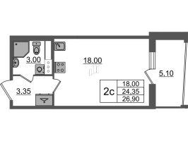 Студия № 156 Корп.: 1.2 , Секция 2  в ЖК Бионика заповедная