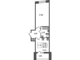 1 ккв № 8 Корп.: 2.4 , Секция 1  в ЖК Бионика заповедная