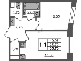 1 ккв № 1021 Корп.: 1.4 , Секция 4.1  в ЖК Бионика заповедная