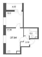 2 ккв (Евро) № 138 Корп.: 2.5 , Секция 2  в ЖК Бионика заповедная