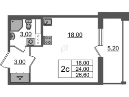 Студия № 268 Корп.: 1.2 , Секция 4  в ЖК Бионика заповедная