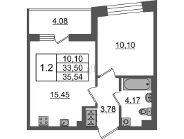 2 ккв (Евро) № 180 Корп.: 2.1 , Секция 2  в ЖК Бионика заповедная