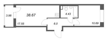 2 ккв (Евро) № 3 Корп.: 2.5 , Секция 1  в ЖК Бионика заповедная